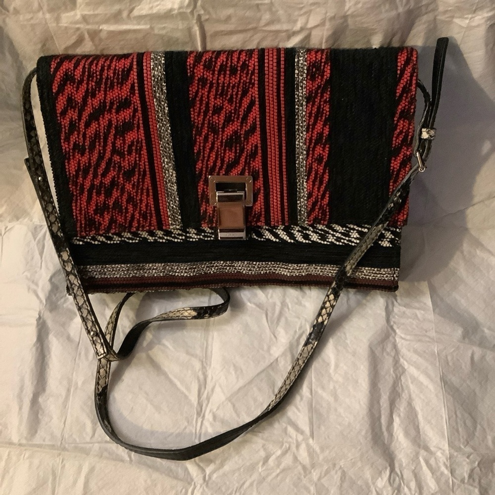 PROENZA SCHOULER Small Mixed Woven Black/Red Multicolor Lunch Bag NWOT​​​​